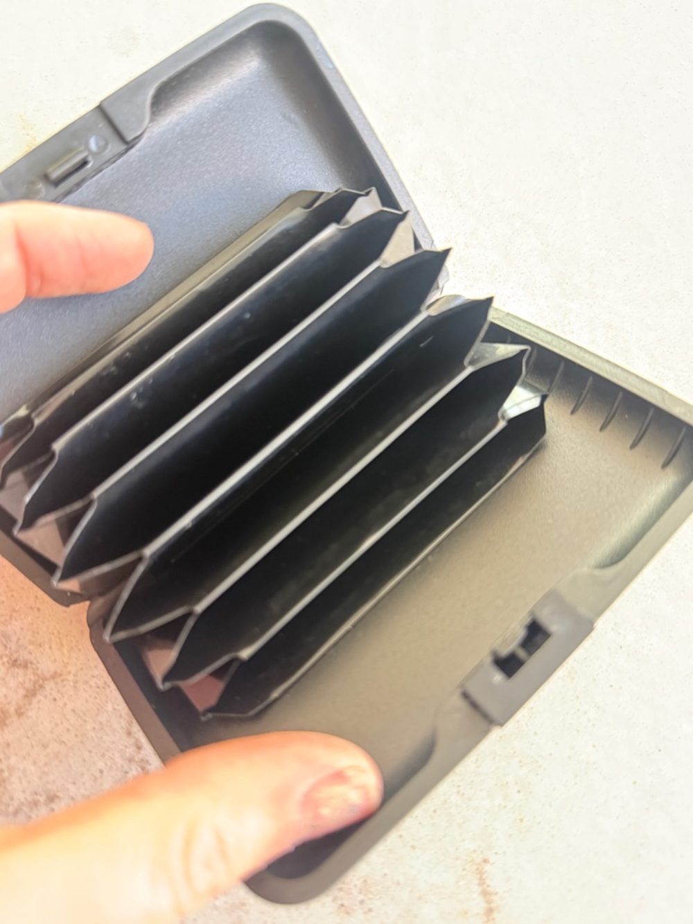 Black Accordion Card Wallet Organizer unisex travel snap closure